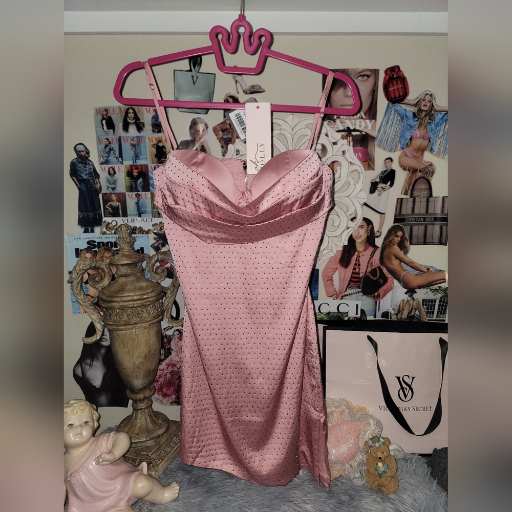 NWT Oh Polly Pink Bling Regal Fantasy Assymetrical Dress - Picture 5 of 14
